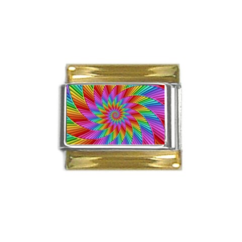 Psychedelic Rainbow Spiral Gold Trim Italian Charm (9mm) from ArtsNow.com Front