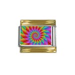 Psychedelic Rainbow Spiral Gold Trim Italian Charm (9mm)