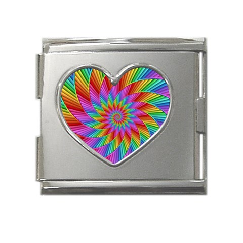 Psychedelic Rainbow Spiral Mega Link Heart Italian Charm (18mm) from ArtsNow.com Front