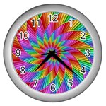 Psychedelic Rainbow Spiral Wall Clock (Silver)