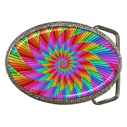 Psychedelic Rainbow Spiral Belt Buckle from ArtsNow.com Front