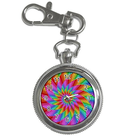 Psychedelic Rainbow Spiral Key Chain Watch from ArtsNow.com Front