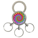 Psychedelic Rainbow Spiral 3-Ring Key Chain