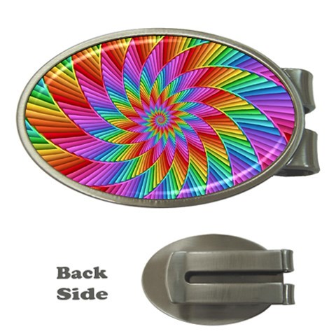 Psychedelic Rainbow Spiral Money Clip (Oval) from ArtsNow.com Front