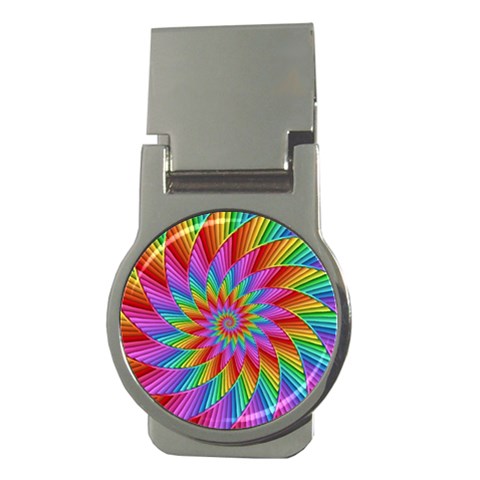 Psychedelic Rainbow Spiral Money Clip (Round) from ArtsNow.com Front