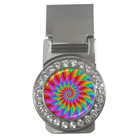 Psychedelic Rainbow Spiral Money Clip (CZ) from ArtsNow.com Front