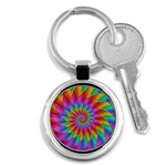 Psychedelic Rainbow Spiral Key Chain (Round)