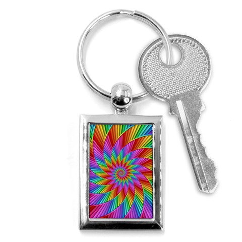 Psychedelic Rainbow Spiral Key Chain (Rectangle) from ArtsNow.com Front