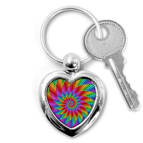 Psychedelic Rainbow Spiral Key Chain (Heart) from ArtsNow.com Front