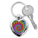 Psychedelic Rainbow Spiral Key Chain (Heart)