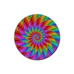 Psychedelic Rainbow Spiral Rubber Round Coaster (4 pack)