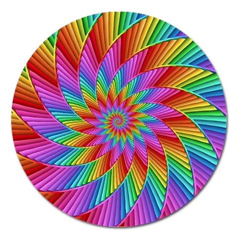 Psychedelic Rainbow Spiral Magnet 5  (Round) from ArtsNow.com Front