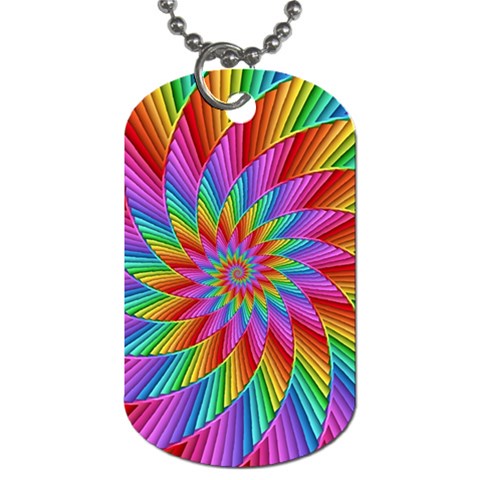 Psychedelic Rainbow Spiral Dog Tag (One Side) from ArtsNow.com Front