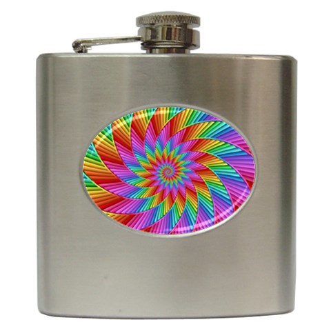 Psychedelic Rainbow Spiral Hip Flask (6 oz) from ArtsNow.com Front