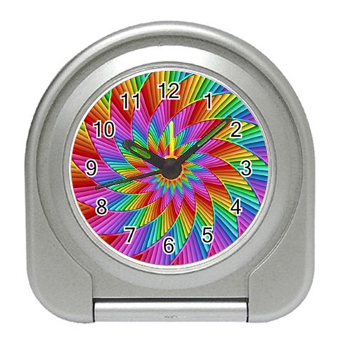 Psychedelic Rainbow Spiral Travel Alarm Clock from ArtsNow.com Front