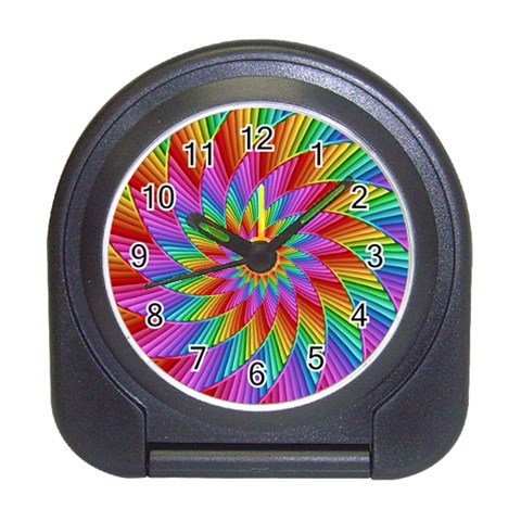 Psychedelic Rainbow Spiral Travel Alarm Clock from ArtsNow.com Front