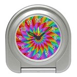 Psychedelic Rainbow Spiral Travel Alarm Clock