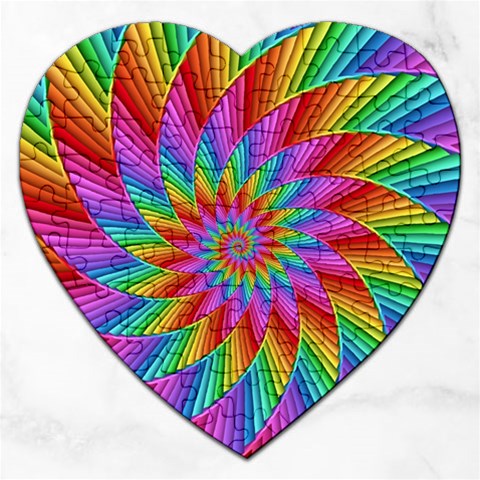 Psychedelic Rainbow Spiral Jigsaw Puzzle (Heart) from ArtsNow.com Front