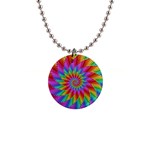 Psychedelic Rainbow Spiral 1  Button Necklace