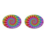 Psychedelic Rainbow Spiral Cufflinks (Oval)