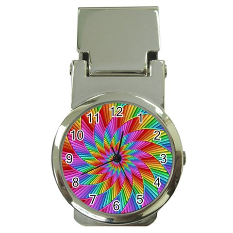 Psychedelic Rainbow Spiral Money Clip Watch from ArtsNow.com Front