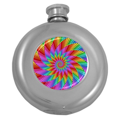 Psychedelic Rainbow Spiral Hip Flask (5 oz) from ArtsNow.com Front