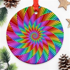 Psychedelic Rainbow Spiral Round Ornament (Two Sides) from ArtsNow.com Back