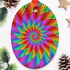 Psychedelic Rainbow Spiral Oval Ornament (Two Sides) from ArtsNow.com Front