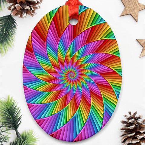 Psychedelic Rainbow Spiral Oval Ornament (Two Sides) from ArtsNow.com Back