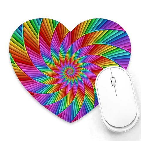 Psychedelic Rainbow Spiral Heart Mousepad from ArtsNow.com Front