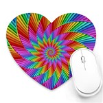 Psychedelic Rainbow Spiral Heart Mousepad