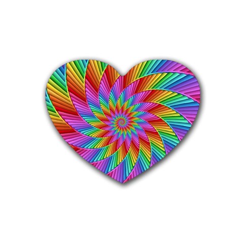 Psychedelic Rainbow Spiral Rubber Coaster (Heart) from ArtsNow.com Front