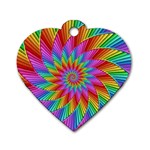 Psychedelic Rainbow Spiral Dog Tag Heart (One Side)