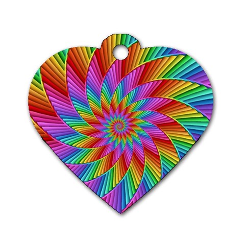 Psychedelic Rainbow Spiral Dog Tag Heart (Two Sides) from ArtsNow.com Front