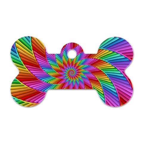 Psychedelic Rainbow Spiral Dog Tag Bone (One Side) from ArtsNow.com Front