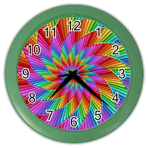 Psychedelic Rainbow Spiral Color Wall Clock from ArtsNow.com Front