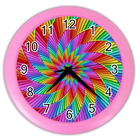 Psychedelic Rainbow Spiral Color Wall Clock from ArtsNow.com Front