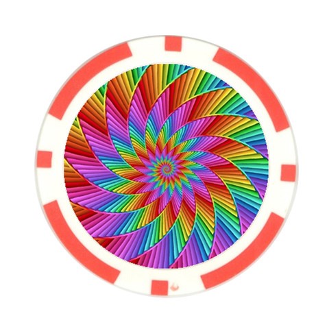 Psychedelic Rainbow Spiral Poker Chip Card Guard from ArtsNow.com Front