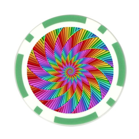 Psychedelic Rainbow Spiral Poker Chip Card Guard from ArtsNow.com Front