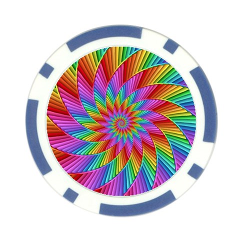 Psychedelic Rainbow Spiral Poker Chip Card Guard from ArtsNow.com Front