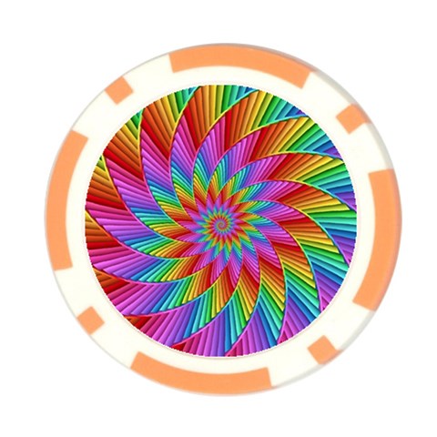 Psychedelic Rainbow Spiral Poker Chip Card Guard from ArtsNow.com Front