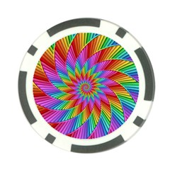 Psychedelic Rainbow Spiral Poker Chip Card Guard from ArtsNow.com Front