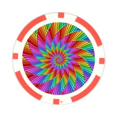 Psychedelic Rainbow Spiral Poker Chip Card Guard from ArtsNow.com Front