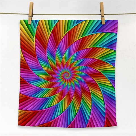 Psychedelic Rainbow Spiral Face Towel from ArtsNow.com Front