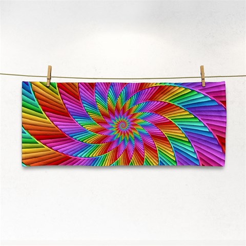 Psychedelic Rainbow Spiral Hand Towel from ArtsNow.com Front