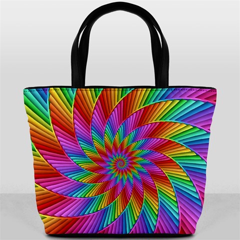 Psychedelic Rainbow Spiral Bucket Bag from ArtsNow.com Front