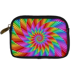 Psychedelic Rainbow Spiral Digital Camera Leather Case from ArtsNow.com Front