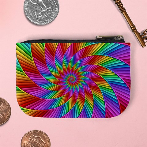 Psychedelic Rainbow Spiral Mini Coin Purse from ArtsNow.com Back