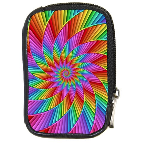 Psychedelic Rainbow Spiral Compact Camera Leather Case from ArtsNow.com Front