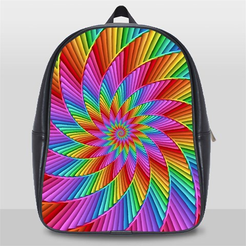 Psychedelic Rainbow Spiral School Bag (Large) from ArtsNow.com Front